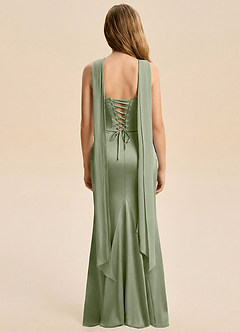 Azazie Sorrel Junior Pistachio Mermaid Ruched Stretch Satin Dress image2