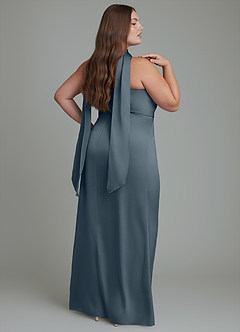 Azazie Calandra Bridesmaid Dresses Twilight Sheath Pleated Stretch Satin Dress image7