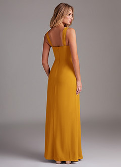 Azazie Denice Brautjungfernkleider Etui Gefaltet Chiffon Kleid Butterscotch image6