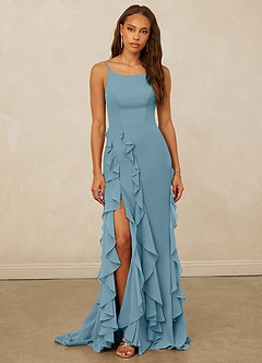 Christian Siriano Bridal for Azazie 1006 Bridesmaid Dresses Moody Blue Mermaid Ruched Chiffon Dress image3