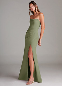 Azazie Leonis Bridesmaid Dresses Pistachio Sheath Strapless Chiffon Convertible Dress image3