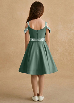 Azazie Judi Flower Girl Dresses Eucalyptus A-Line Matte Satin Dress image2