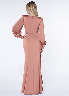 Azazie Raye Robes de demoiselle d'honneur Robe Sirène en Satin extensible Manche longue Rosette image2