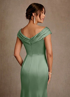 Azazie Aberdeen Klänningar till brudens mor Klänning Tubklänning i Stretch Satin Plisserad Matcha image5