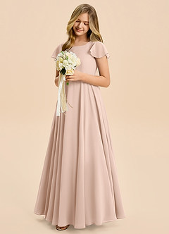 Azazie Cady Junior English Rose A-Line Pleated Chiffon Dress image4