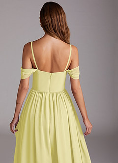 Azazie Calianna Jurken voor bruidsmeisjes Converteerbaar Jurk van Chiffon met A-Lijn Off the Shoulder Citroensorbet image9