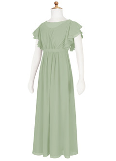 Azazie Daphne Junior Dusty Sage A-Line Pleated Chiffon Dress image8