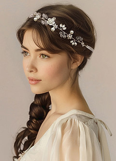 front Pearl And Crystal Floral Headband