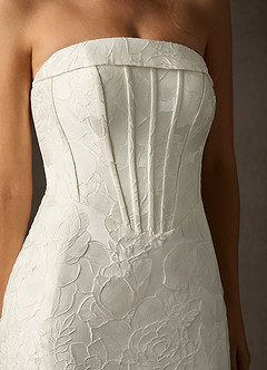 Azazie Kristella Abiti da Sposa Abito Sirena in Jacquard Floreale Senza Cinturino Bianco Antico image7