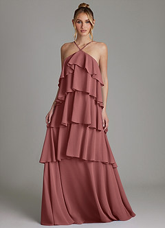 Azazie Deena Brautjungfernkleider A-Linie Gestreift Chiffon Kleid Amethyst image4