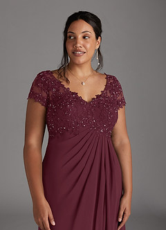 Azazie Jetta Final Sale Cabernet A-Line Sequins Chiffon Dress image10