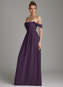 Azazie Caterina Bridesmaid Dresses Plum A-Line Corset Chiffon Dress image9