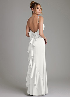 Azazie Zherra Bridesmaid Dresses White Mermaid Bow Stretch Satin Dress image1