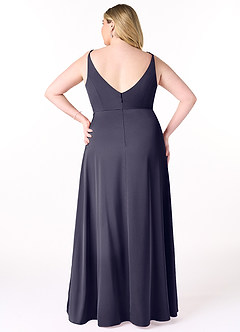 Azazie Dalilah Bridesmaid Dresses Stormy A-Line V-Neck Pleated Stretch Satin Dress image7