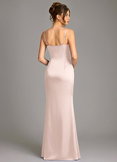 Azazie Reverie Bridesmaid Dresses Blushing Pink Mermaid Corset Stretch Satin Dress image4