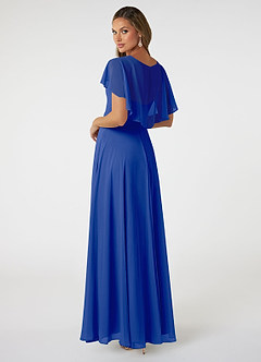 Azazie Jamie Bridesmaid Dresses Royal Blue A-Line Chiffon Dress image4
