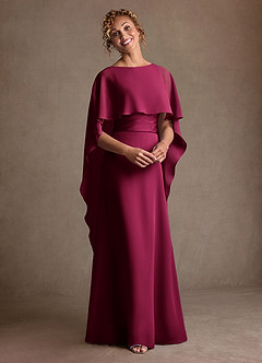 Azazie Marilla vestidos de madre de la novia Vestido Borgoña de Gasa de Corte en A con Plisado image6