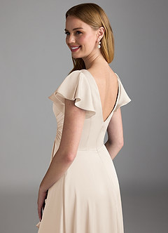 Azazie Omari Bridesmaid Dresses White Alabaster A-Line Stretch Satin Dress image3