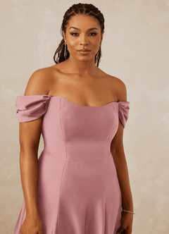 Christian Siriano Bridal for Azazie 1002 Bridesmaid Dresses Dusty Rose A-Line Off the Shoulder Stretch Satin Convertible Dress image13