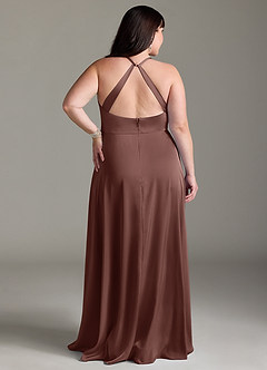 Azazie Davis Bridesmaid Dresses Espresso A-Line Pleated Stretch Satin Dress image8