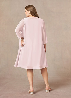 Azazie Shirley Mother of the Bride Dresses Blushing Pink A-Line Scoop Pleated Chiffon Dress image9