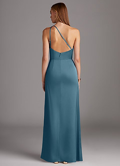 Azazie Mika Bridesmaid Dresses Bermuda Sheath One Shoulder Stretch Satin Dress image2