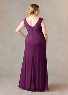 Azazie Edelin Mother of the Bride Dresses Raspberry A-Line Sweetheart Neckline Pleated Mesh Dress image3