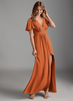 Azazie Zaniah Bridesmaid Dresses Cinnamon A-Line Chiffon Dress image6