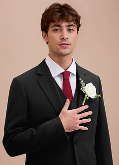 front Ethan Black Refined Weave Suit Jacket