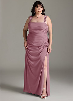 Azazie Jesaphine Bridesmaid Dresses Vintage Mauve Sheath Bow Chiffon Dress image8