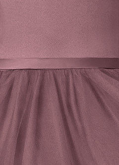 Azazie Marybell Flower Girl Dresses Vintage Mauve A-Line Bow Tulle Dress image4