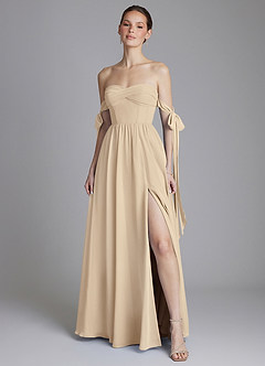 Azazie Ayanna Abiti da Damigella Abito A-Line in Chiffon a Spalla Scoperta Champagne image6