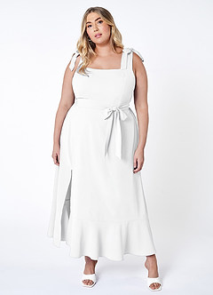 Love Of Romance White Tie-Straps Ruffled Midi Dress image8