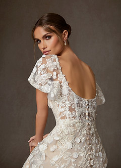 Azazie Vivienne Abiti da Sposa Abito A-Line in Pizzo con Scollo a Cuore Diamante Bianco Nudo image12