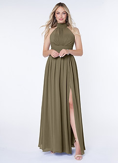 Azazie Iman Bridesmaid Dresses Willow Green A-Line A-Line Ruched Chiffon Dress image1