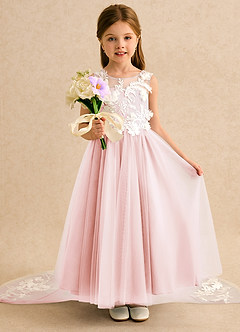 Azazie Mixie Abiti da Ragazza di Fiori Abito Principessa in Pizzo Rosa Rossore image6