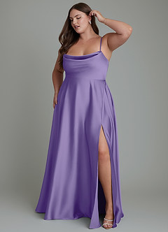 Azazie Elle Brautjungfernkleider A-Linie Plissee Stretch-Satin Kleid Tahiti image11