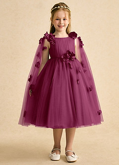 Azazie Staria Robe Demoiselle D'honneur Fillette Robe Princesse en Tulle Rayé Mûre image6