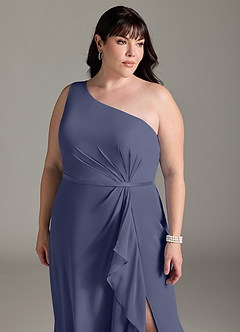 Azazie Liza Bridesmaid Dresses Stormy Mermaid One Shoulder Chiffon Dress image10