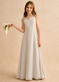 Azazie Jaella Girls Formal Abiti da Ragazza di Fiori Abito A-Line in Chiffon Plissettato Alabastro Bianco image2