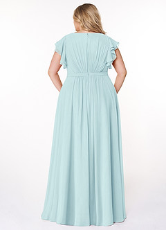 Azazie Daphne Bescheiden Bruidsmeisjekleding A-Lijn Geruffeld Chiffon Vloerlengte Jurk image7
