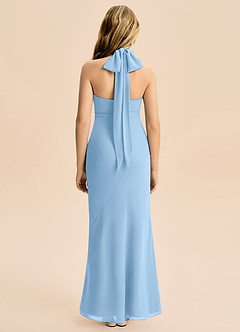 Azazie Velli Junior Robe Sirène en Mousseline de soie Col Haut Poudre Bleue image2
