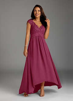 Azazie Irmeli Mother of the Bride Dresses Mulberry A-Line Lace Chiffon Dress image1