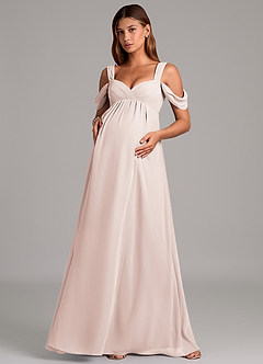 Azazie Rhea Maternity Bridesmaid Dresses A-Line Pleated Chiffon Floor-Length Dress image4