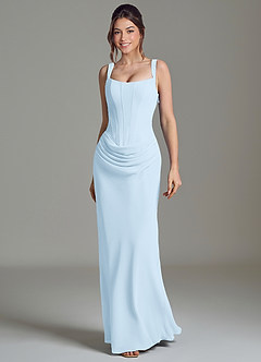 Azazie Niamh Abiti da Damigella Abito Sirena in Chiffon Corsetto Azzurro image4