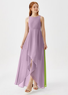 Azazie Lizette Junior Abito A-Line in Chiffon Plissettato Glicine image4