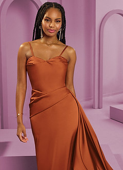 Barbie ♥ Azazie Bridesmaid Dresses Cinnamon Sheath Strapless Stretch Satin Convertible Dress image4