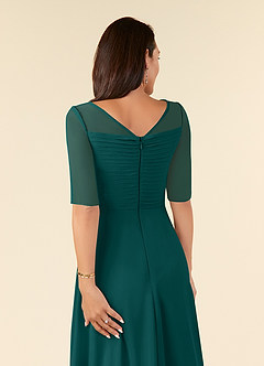 Azazie Naomi Kleider für die Brautmutter A-Linie Bootshals Gefaltet Chiffon Kleid Pfau image6