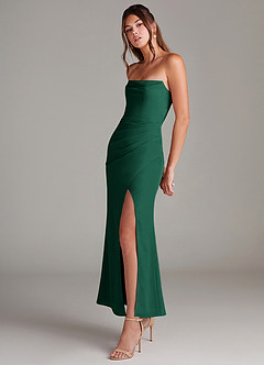 Azazie Leonis Bridesmaid Dresses Emerald Mermaid Strapless Chiffon Convertible Dress image3
