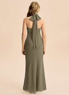 Azazie Velli Junior Syrena Wysoka Kołnierz Szyfon Długość podłogi Młodsza druhna Sukienka image2